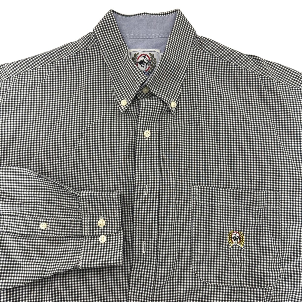 Cinch Mens Western Long Sleeve Check Shirt Snap Button‎ Embroidered Logo Size L